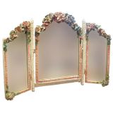 Antique Triptich Barbola Mirror