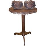 Antique "Pine Cone" Table, Bowls, Frames