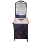 Antique Steel Cabinet and Mirror with Porcelain Sink