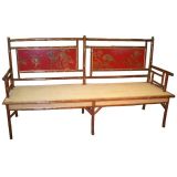 Antique Bamboo and Lacquer Bench