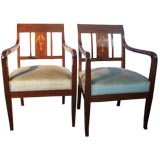 Pair of Swedish Armchairs with Birds Inlay