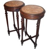 Antique Pair of French Carved Walnut  Plant Stands