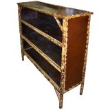 Antique  Bamboo Bookcase, Leather Covered