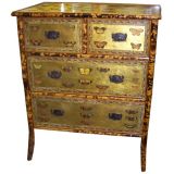 Antique Bamboo Chest of Drawers with Butterflies Decoupage