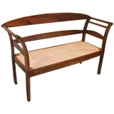 Antique French Rushed Seat Bench