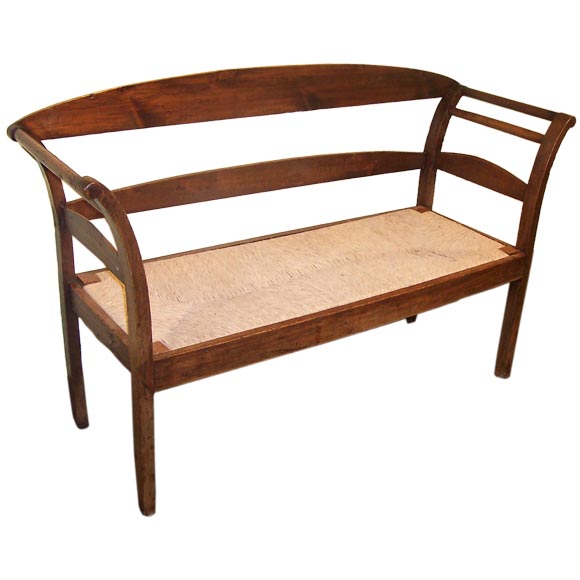Antique French Rushed Seat Bench