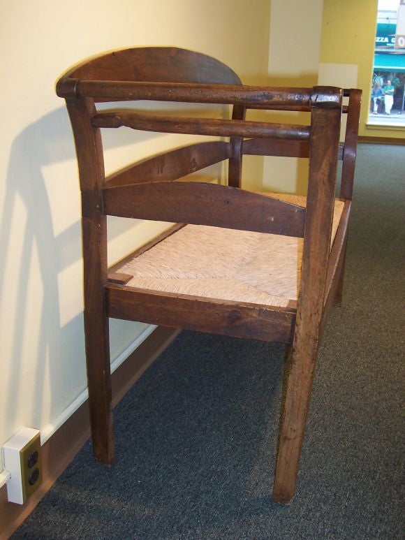 19th Century Antique French Rushed Seat Bench