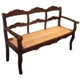 Antique French Rushed Seat  Bench