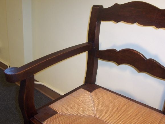 19th Century Antique French Rushed Seat  Bench