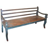Antique Blue Painted Bench