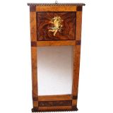 Antique Painted Mirror, Faux Grain with Cupid
