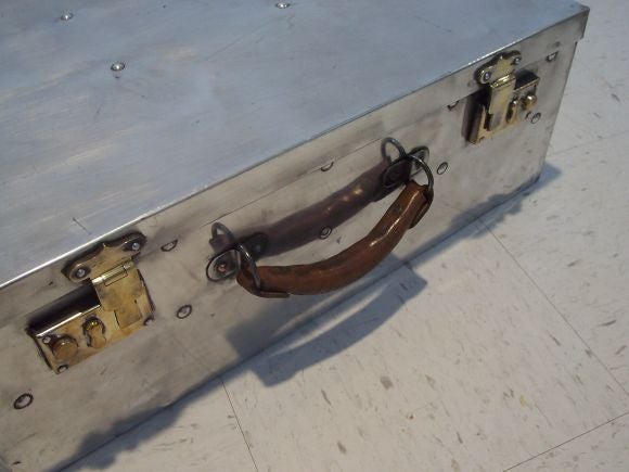 English Shiny Vintage Aluminum Suitcase