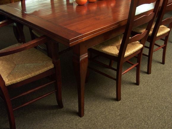 Beautifully hand-crafted, custom-sized dining table, imported from England, with two 18
