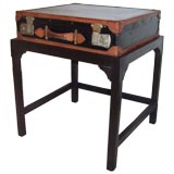 Antique Leather Suitcase on Stand