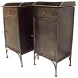 Pair of Antique French Steel Bedside Cabinets