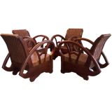 Set of Four Deco Colonial Armchairs