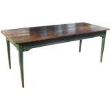 Antique French Farm Table with Original Green Paint