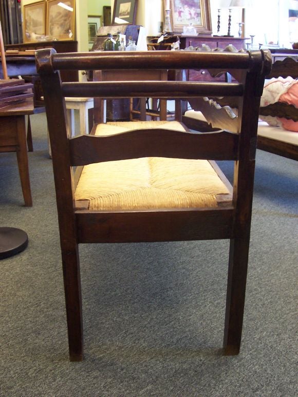 Antique French Rush Seat Bench In Excellent Condition In Port Chester, NY