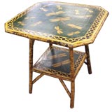 Antique Bamboo Table with Decoupaged Dragonflies