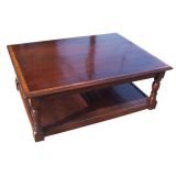 Custom-Made English Oak Banded Coffee Table/Shelf