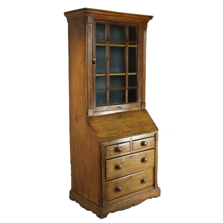 Fine Early Antique English Elm Country Bookcase at 1stDibs