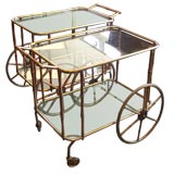 Pair of Used Simulated Bamboo and  Brass Trolleys