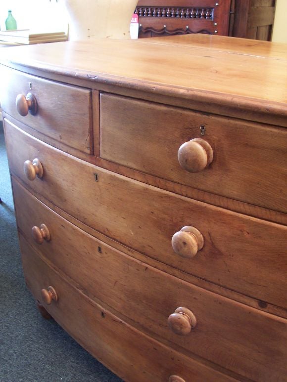 Antique Cornish Pine Bow Front Chest of Drawers at 1stDibs