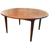 Antique Round Dark Pine Drop Leaf Table from France