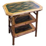 Antique Decoupaged Fish Bamboo Table