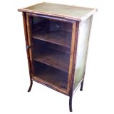 Antique Bamboo Cabinet, Leather Covered