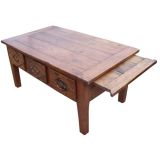 Antique French Cherry Coffee Table with Slide