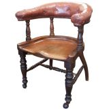 Antique Desk Chair, Leather & Wood