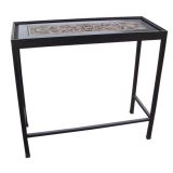 Antique Door Panel Set into a New Metal Table Base