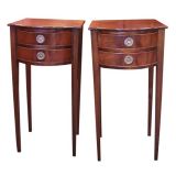 Pair of  Vintage Bowfront Mahogany Nightstands