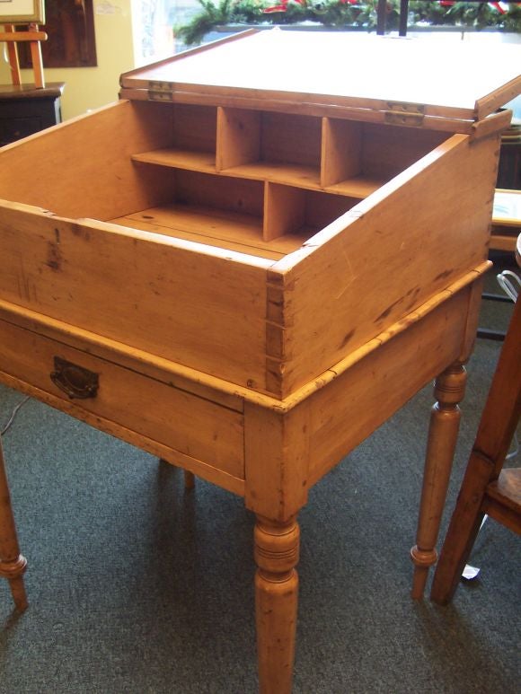 Antique Pine Lap Desk On Stand