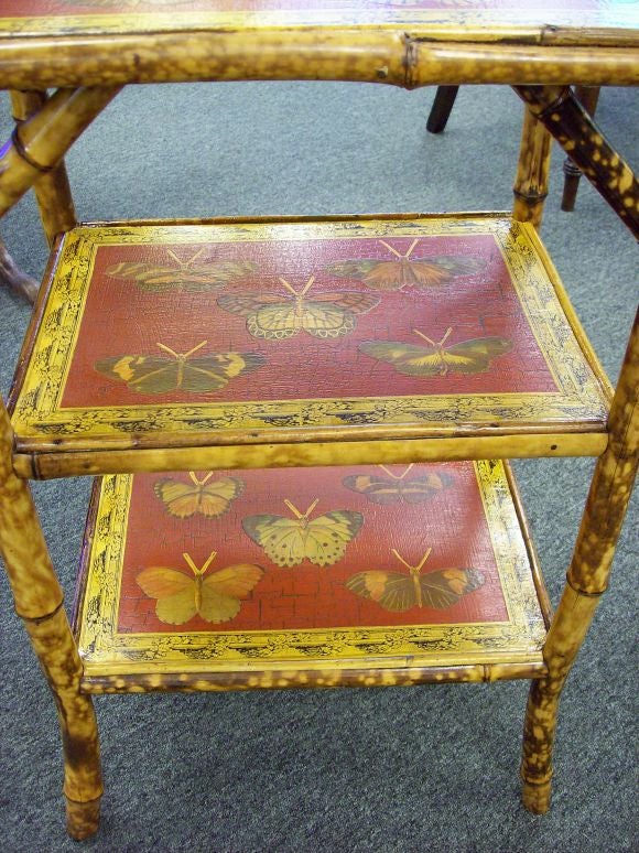 Decoupaged Antique Bamboo Table