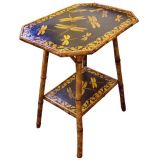 Antique Bamboo Table with Decoupaged Dragonflies