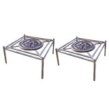 Pair of Antique French Grille Coffee Tables
