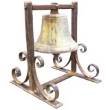 Antique 18th C Patinated  Bronze Church Bell on New Stand