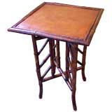 Antique Leather Covered Bamboo Table