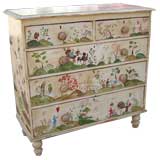 Antique Chest with New Naive Chinoiserie Decoration