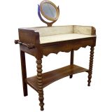 Antique French Washstand with Marble Top and Mirror