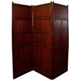 Antique Tri-Fold Dark Oak Screen, Good Panels