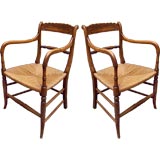 Pair of Regency Walnut Country Armchairs Pair of Regency Walnut Country Armchairs