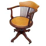 Luggage Colored Leather Antique Desk Chair