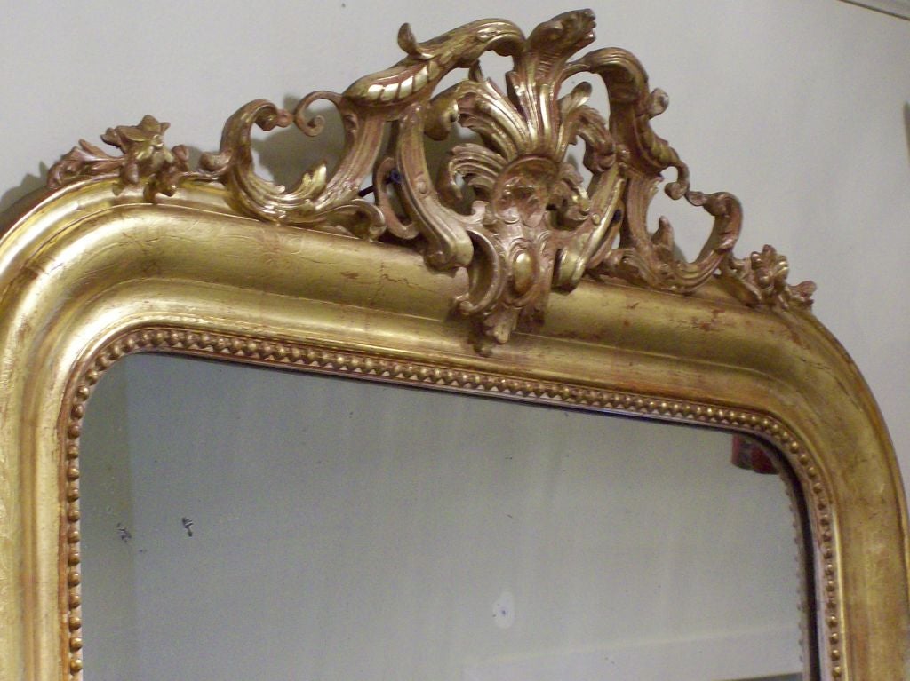 French Large Antique Crested Decorative Louis Philippe Mirror
