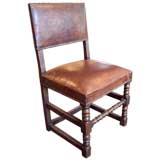 Eight Antique French Leather Seat Chairs