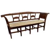 Antique French Rush Seated  Bench