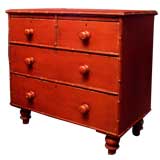 Antique Red Faux Bamboo Chest