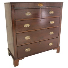 Antique English Mahogany Chest, Ebony Stringing, with Shell Inlay 10